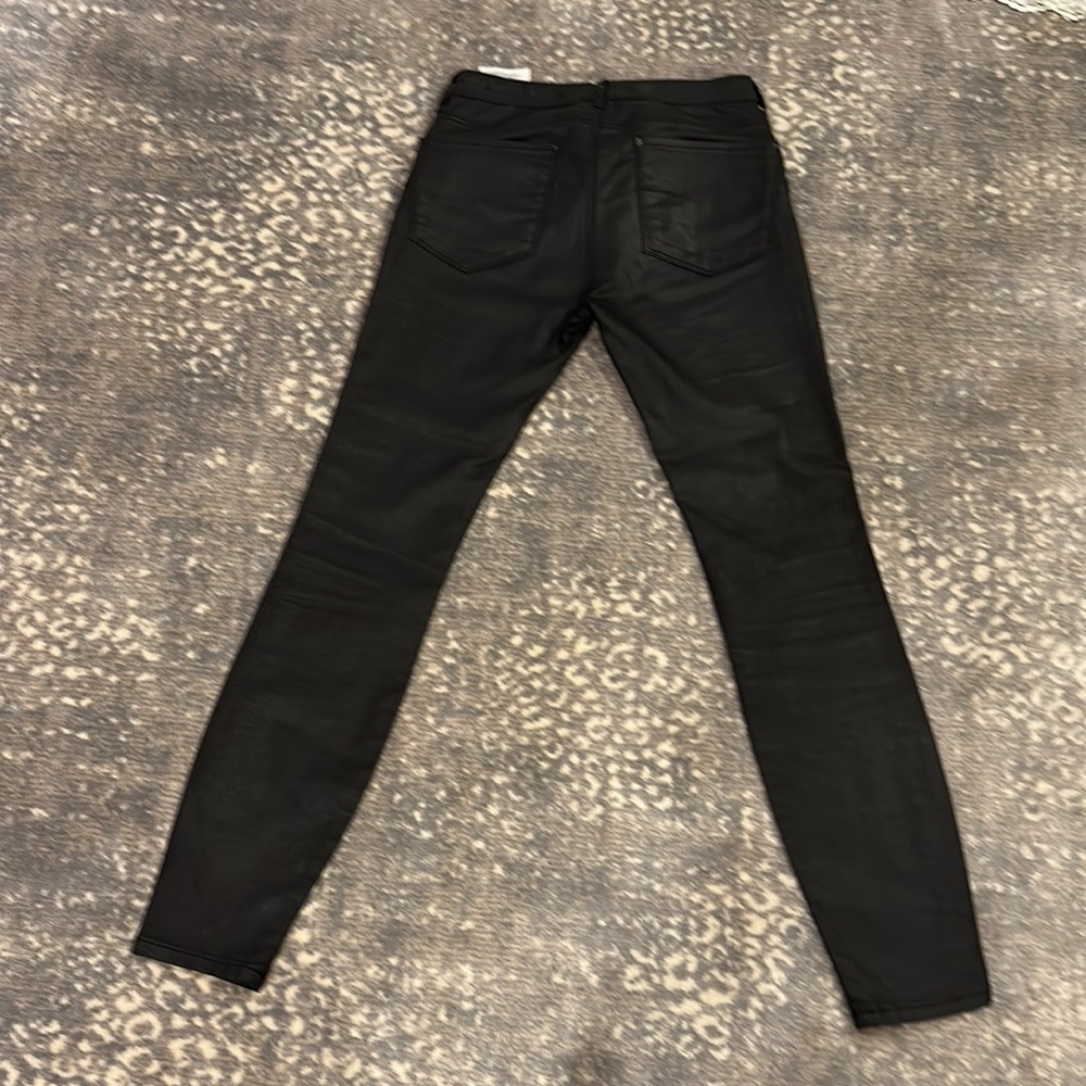 ZARA COATED 4 ZIPPER SLIM BLACK JEAN. LOOKS LIKE LEATHER SIZE 4 - Picture 9 of 12